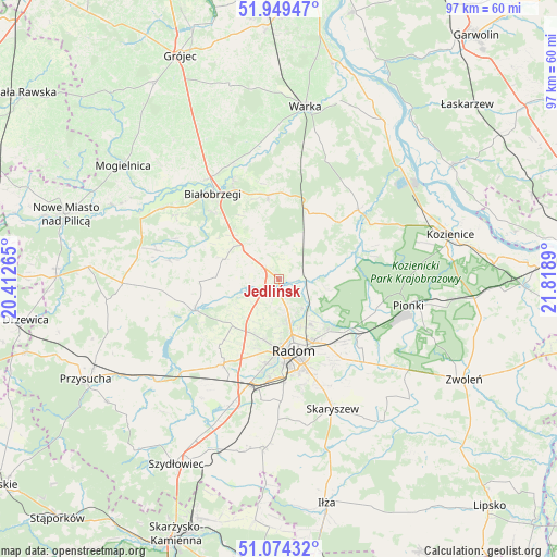 Jedlińsk on map