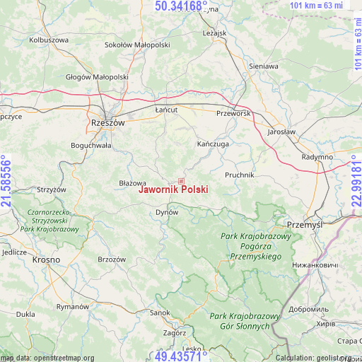 Jawornik Polski on map