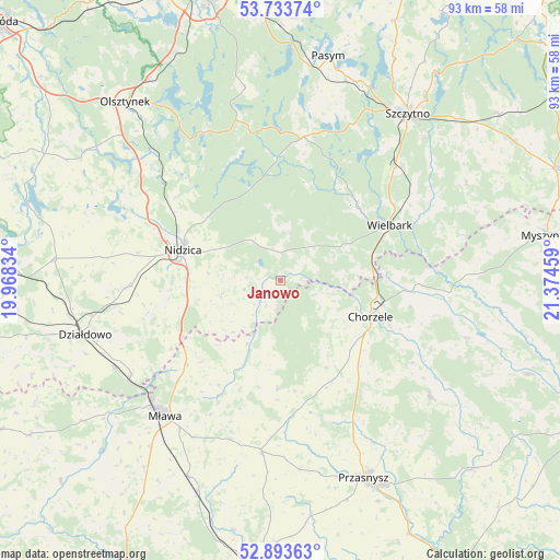 Janowo on map