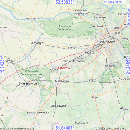 Jaktorów on map