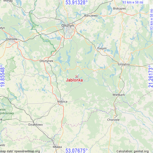 Jabłonka on map