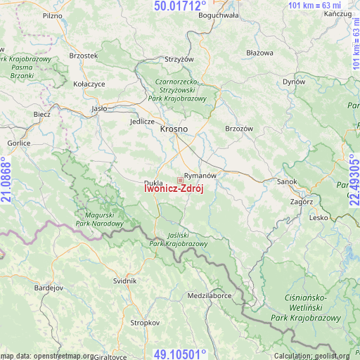 Iwonicz-Zdrój on map