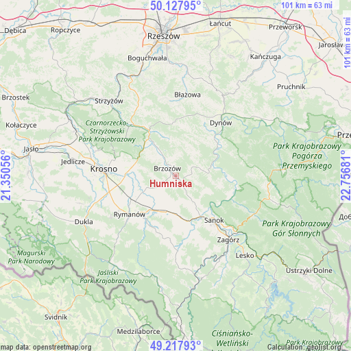 Humniska on map