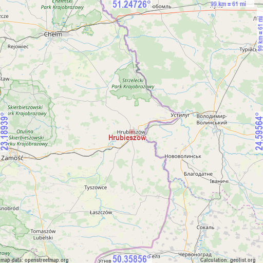 Hrubieszów on map