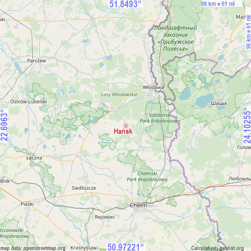 Hańsk on map