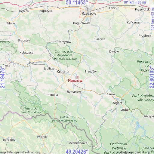 Haczów on map