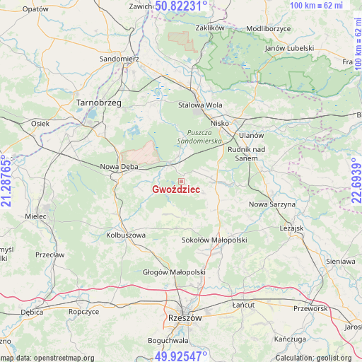 Gwoździec on map