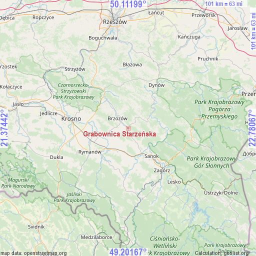 Grabownica Starzeńska on map