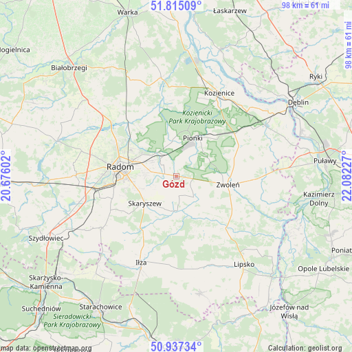 Gózd on map