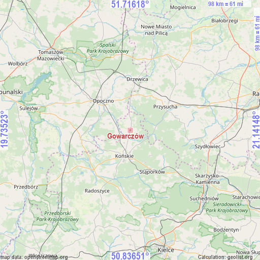 Gowarczów on map