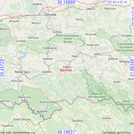 Gorlice on map