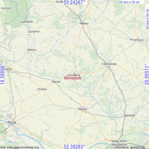 Glinojeck on map