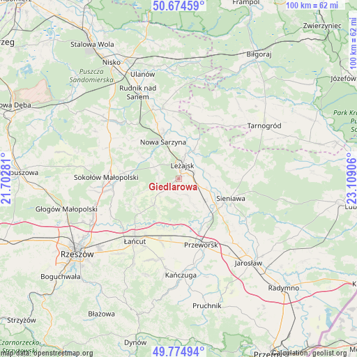 Giedlarowa on map