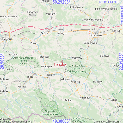 Frysztak on map