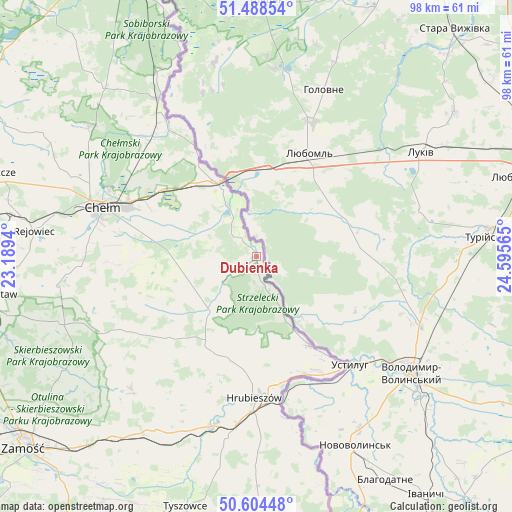 Dubienka on map