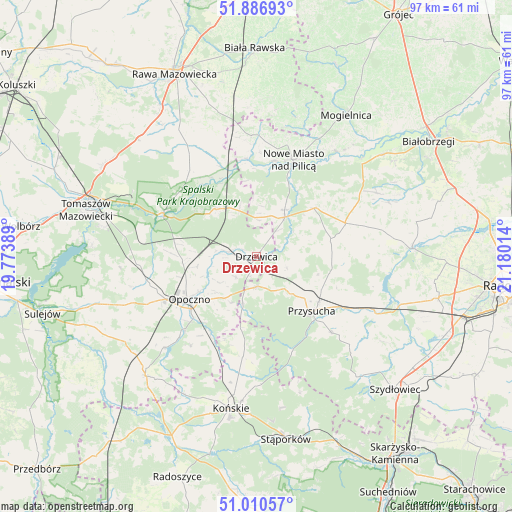 Drzewica on map