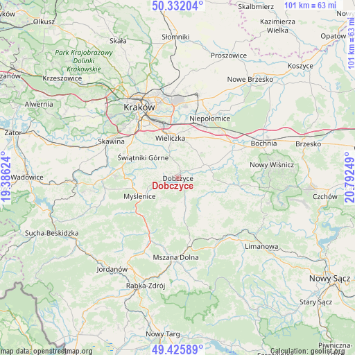 Dobczyce on map