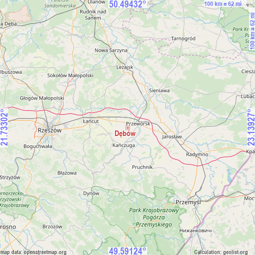 Dębów on map