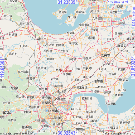 Heshan on map