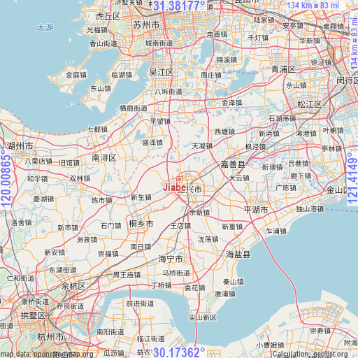 Jiabei on map