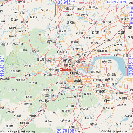 Xiaohe on map