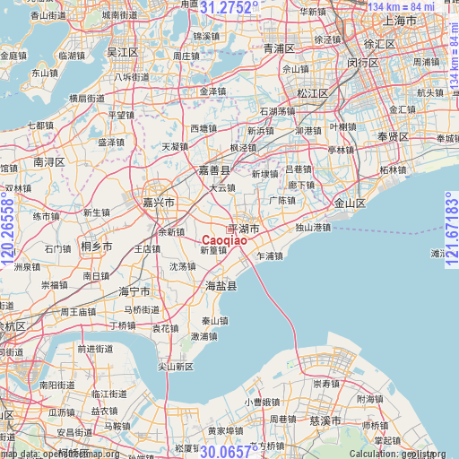 Caoqiao on map