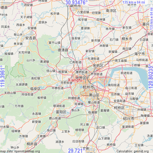 Xiangfu on map