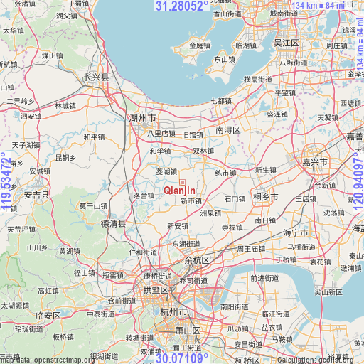 Qianjin on map