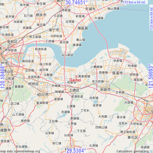 Gaibei on map