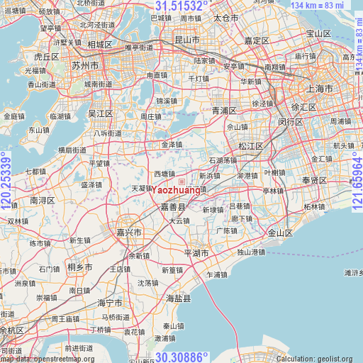 Yaozhuang on map