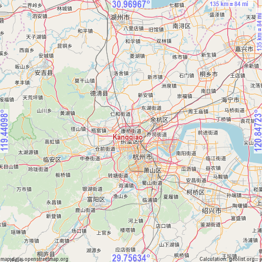Kangqiao on map