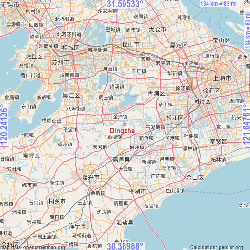 Dingzha on map
