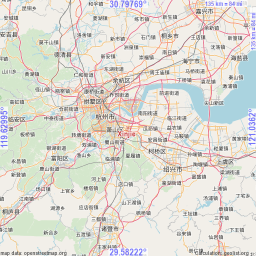 Xinjie on map