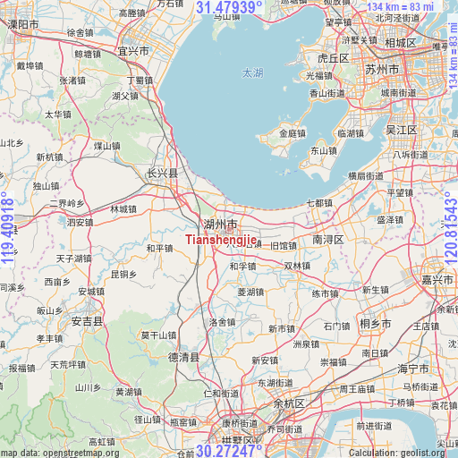 Tianshengjie on map