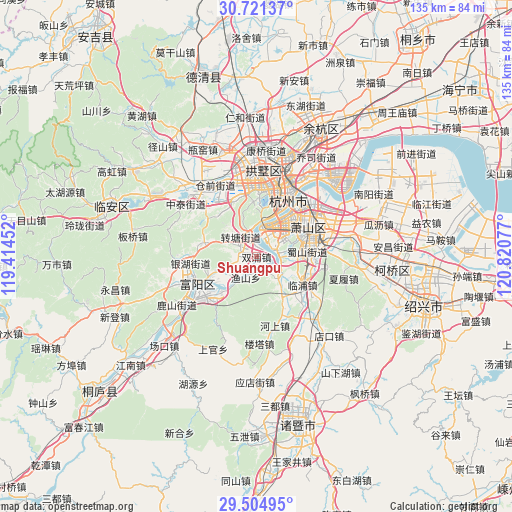 Shuangpu on map