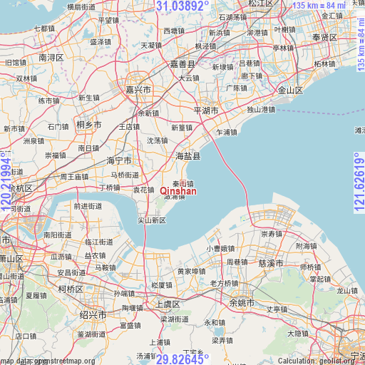Qinshan on map