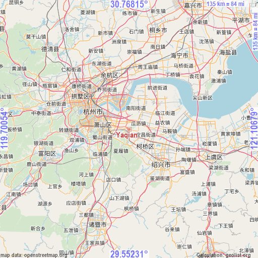 Yaqian on map