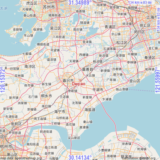 Daqiao on map