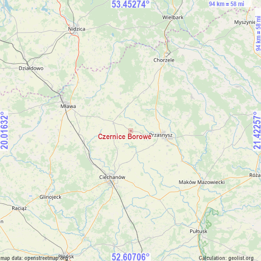 Czernice Borowe on map