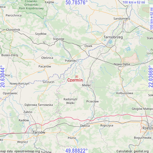 Czermin on map