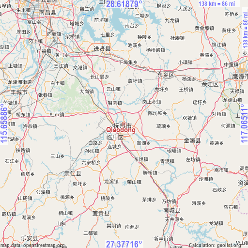 Qiaodong on map