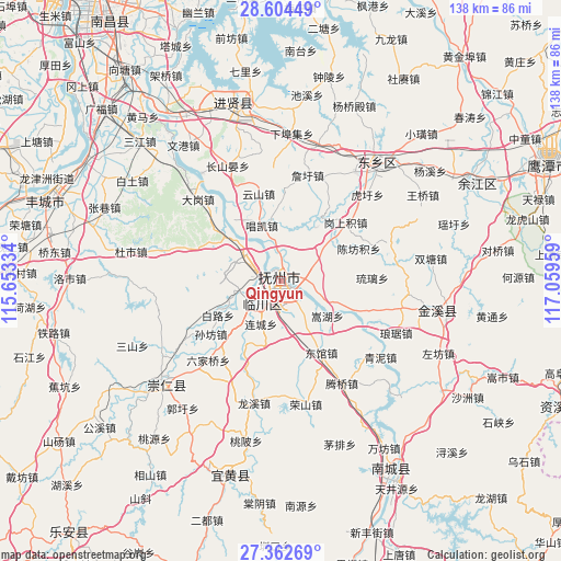 Qingyun on map