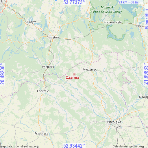 Czarnia on map