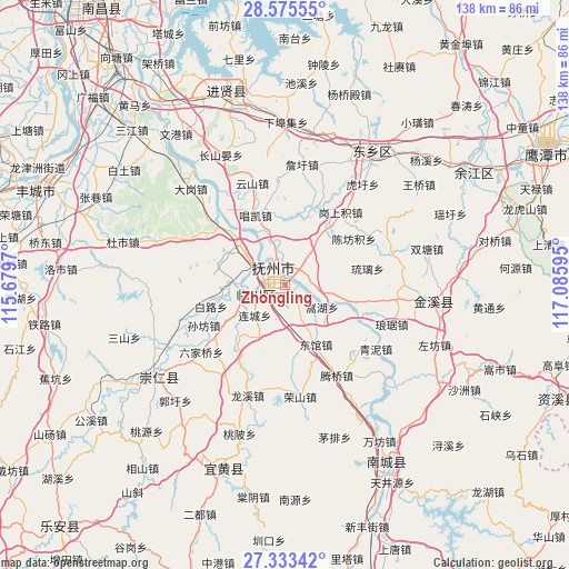 Zhongling on map