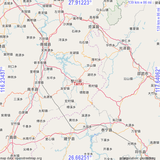 Tanxi on map