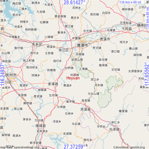 Heyuan on map