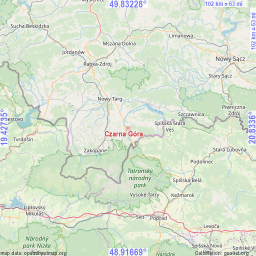 Czarna Góra on map