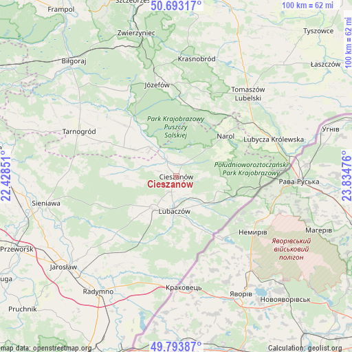 Cieszanów on map