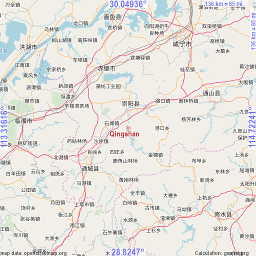 Qingshan on map