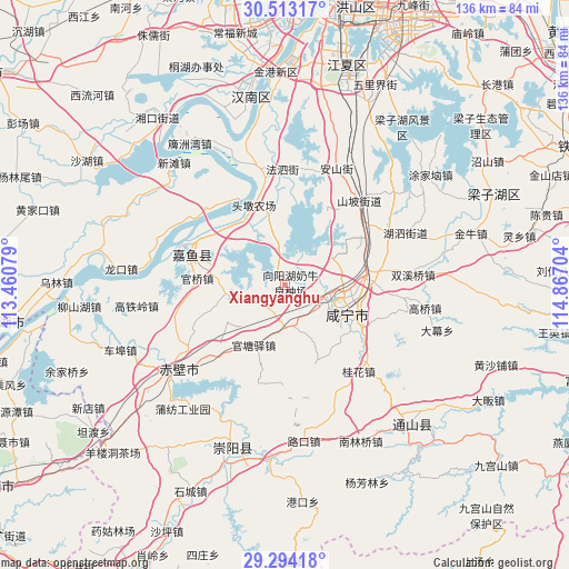 Xiangyanghu on map